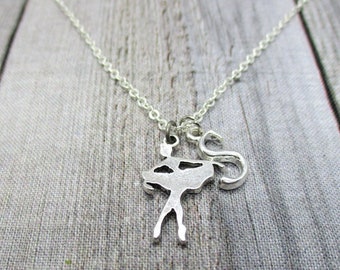 Dainty Ballerina Necklace Ballet Necklace Dancer Charm Necklace Ballet Jewelry Customized Initial Letter Sports Necklace  Gifts For Her