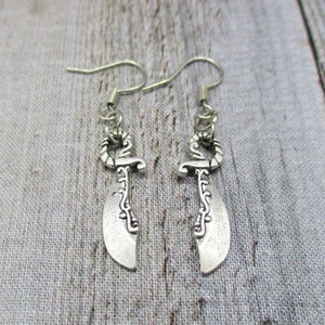 Sword Dangle Earrings Silver Sword Earrings Medieval Earrings Sword Jewelry  Gifts For Her  Gifts Under 20
