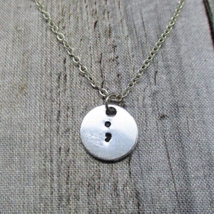 Semicolon Necklace Hand Stamped Awareness Necklace Semicolon Jewelry Semicolon Gift