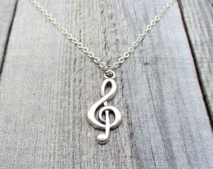 Treble Clef Necklace Music Charm Necklace Music Note Necklace Music Lovers Gifts For Her Treble Clef Jewelry, Musicians Music Note  Jewelry