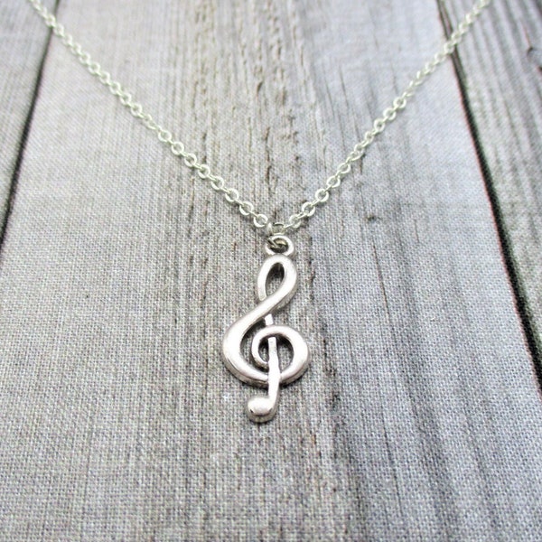 Treble Clef Necklace Music Charm Necklace Music Note Necklace Music Lovers Gifts For Her Treble Clef Jewelry, Musicians Music Note  Jewelry