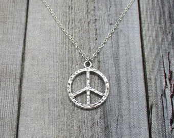 Peace Sign Necklace, Peace Sign Jewelry Gifts For Her / Him  Choose Your Chain