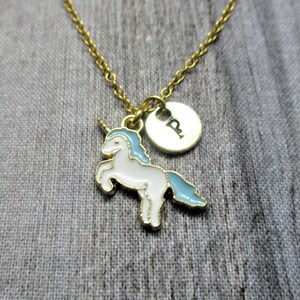 Collar unicornio Carta personalizada Inicial Unicornio Joyería Unicornio Amante Regalos para ella