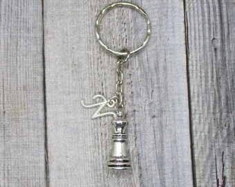Queen Keychain Chess Piece Keychain Initial Chess Keychain Queen Chess Piece Keychain  Customized Keychain Personalized Gift