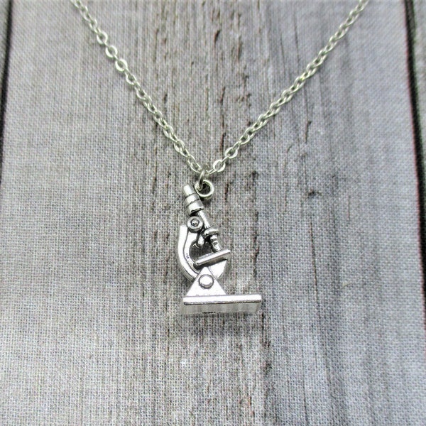 Microscope Necklace Science Biology Necklace Chemistry Necklace Microscope Jewelry Science Gifts For Her/ Him Microscope Charm Necklace