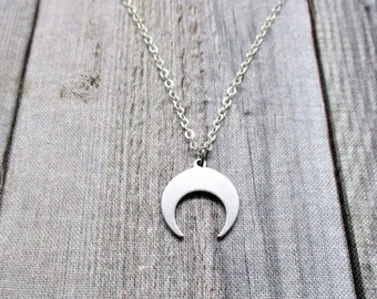 Horned Moon Necklace Crescent Moon Necklace Stainless Steel Moon Jewelry