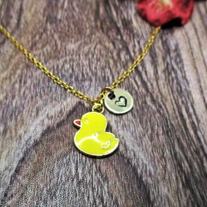 Yellow Duck Necklace Personalized Jewelry   Gift for Her Bird Necklace Gift Rubber Duck Jewelry