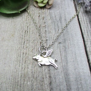 Flying Pig Necklace Animal Necklace Gifts For Her Flying Pig  Jewelry Animal Jewelry