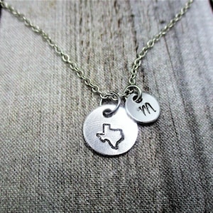 Estado de Texas Collar Regalos personalizados para ella / él Carta Regalos iniciales Texas Joyas
