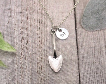 Shovel Necklace Personalized Trowel Necklace Initial Garden Jewelry