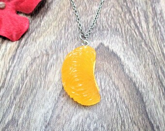 Orange Slice Necklace  Fruit Necklace Gifts For Her Orange Jewelry Fruit  Jewelry Orange Necklace