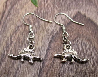 Tiny Dinosaur Earrings  Dinoasuar Jewelry Dino Dangle Earrings Gifts For Her Stegosaurus Earrings Stegosaurus Jewelry