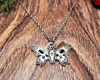 Goth Moth Necklace Death Moth Necklace Gifts For Her Death Moth Jewelry Goth Moth Jewelry