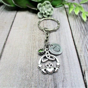 Claddagh Keychain Personalized Handstamped Celtic Knot Keychain  Custom Keychain Gifts For Her