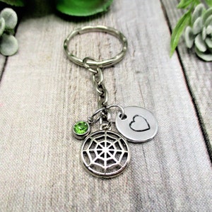 Porte-clés en toile d’araignée Personnalisé Birthstone Porte-clés Spooky Keychain Cadeaux pour elle / Lui