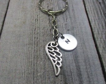 Angel Wing Keychain Guardian Angel Gift Personalized Gifts Inital