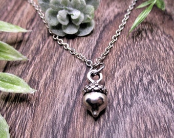 Acorn Necklace, Oak Tree Necklace, Silver Acorn Jewelry, Earth Lovers Necklace Nature Gifts Under 20 Fairy Gift Fairycore  Acorn Gift