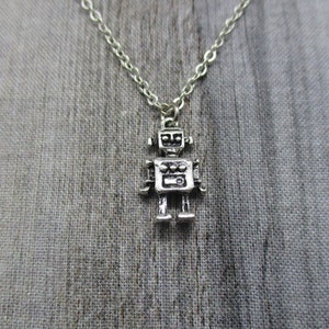 Robot Necklace Small Robot Charm Necklace Cute Robot Necklace Robot Jewelry Geekery  Gifts Under 20 Gifts For Her