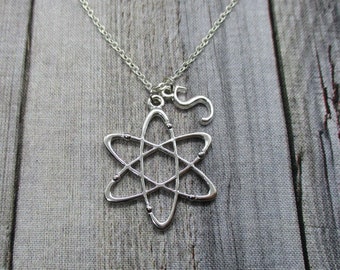 Atom Necklace Stem Necklace Physics Chemistry Necklace Initial Science Necklace Physics Jewelry Science Jewelry Physicist Gifts Atom Jewelry
