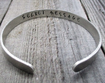 Secret Message Bracelet Hand Stamped Bracelet  Hidden Message Jewelry  Customized Cuff  Personalized Bangle