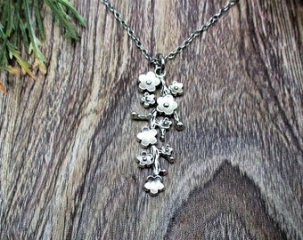 Cherry Blossom Necklace Sakura Necklace Flower Necklace Flower Jewelry Gifts For Her