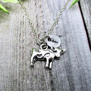 Cow Necklace  Customized Letter Initial Necklace Gifts For Her Animal Necklace Farm Jewelry