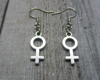 Venus Earrings  Female Symbol Earrings Choose Hooks   Venus Gifts For Her