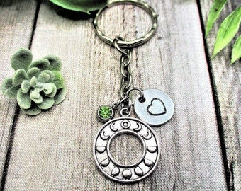 Moon Phase Keychain Personalized Moon Phase Gift Custom Keychain Gifts For Her / Him