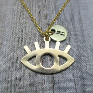 Collar de oro Evil Eye Personalizado Estampado a Mano Carta Inicial Mejor Amiga Joyería Mamá Regalos Para Su Níquel Gratis