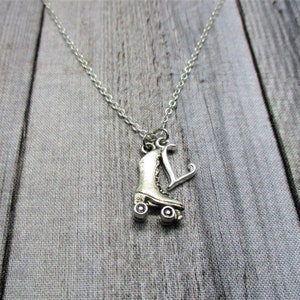 Roller Skate Necklace,  Personalized Gifts Initial Roller Derby Necklace, Letter Roller Skating