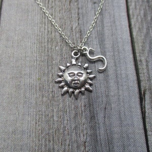 Sun Necklace, Customized Solar Necklace, Personalized  Sun Face Necklace, Initial Necklace, Sun Jewelry, Solar Sun Face Jewelry