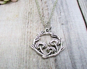 Mushrooms Necklace Mushrooms Jewelry Fungi Necklace Forest Cottagecore  Gifts For Her Silver Toadstool Necklace