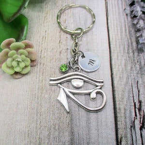 Eye of Horus Keychain Personalized Handstamped Egyptian Eye  Keychain Witch Gift Custom Keychain Gifts For Her