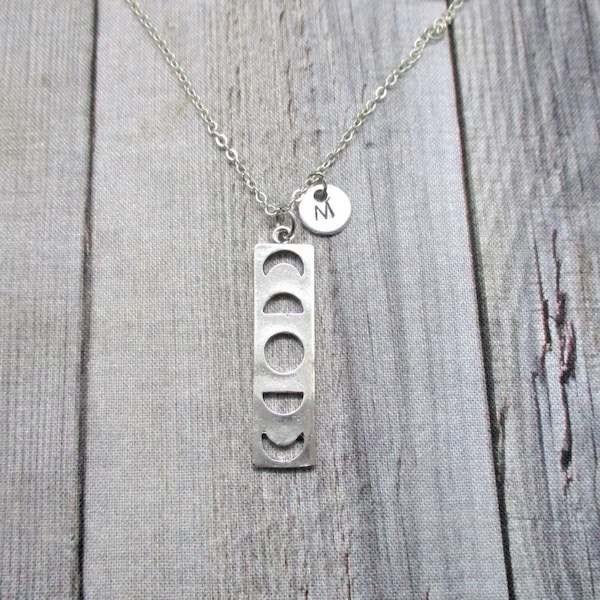 Moon Phase Necklace Personalized Letter Initial Moon Phase Jewelry  Gifts For Her / Him Mystical  Jewelry