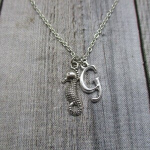 Seahorse Necklace Seahorse Charm Necklace Letter Initial Necklace Ocean Jewelry, Seahorse Jewelry Beach Jewelry Gifts For Her