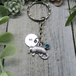 Armadillo Keychain Birthstone Keychain Texan Keychain Gift Personalized Gifts For Her Animal Keychain image 1