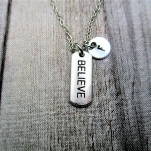 Creer Collar Motivacional Personalizado Collar Estampado a Mano Carta Inicial Creer Regalos de Joyería para Ella