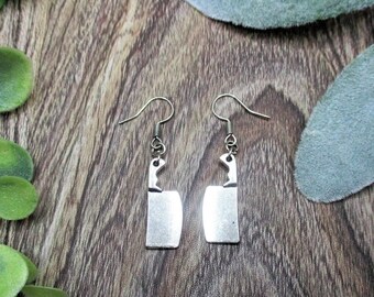 Kitchen Knife Earrings Meat Cleaver  Earrings  Chef Jewelry Gifts For Her Horror Earrings