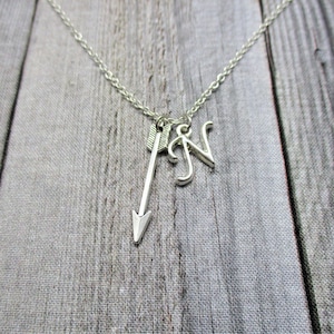 Arrow Necklace, Personalized Archery Necklace, Initial  Letter Necklace, Arrow Jewelry, Archery Gifts For Her