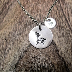 Deer Necklace Personalized Gifts Letter Initial  Gifts For Her Reindeer Jewelry Animal Necklace Animal Jewelry