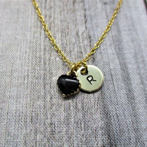 Dainty Gold Heart Collar Personalizado Estampado a Mano Carta Inicial Black Heart Jewelry Kawaii Girlfriend Gifts For Her