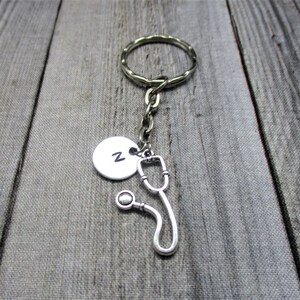 Stethoscope Keychain Personalized Handstamped Keychain Nurses Gift Custom Keychain Gifts For Him Med Student Keychain Gift