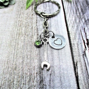 Wrench Keychain Personalized Birthstone Keychain Tool Keychain Gift Custom Keychain Gifts For Her