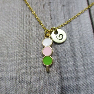 Dango Collar Personalizado Mano Estampada Carta Inicial Dango Joyería Japonesa Comida Amante Regalos Para Ella