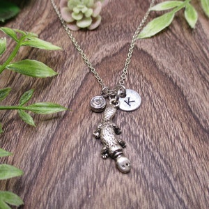 Platypus Necklace Personalized Gifts  Customized Letter Initial Animal Necklace Gift for Her  Birthstone Jewelry Platypus Jewelry