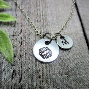 Pisces Necklace Personalized Letter Initial Zodiac Jewelry  Gifts For Her / Him Pisces Gift