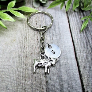 Cow Keychain Personalized Keychain Inital Keychain Animal Keychain Gifts For Her Farm Keychain