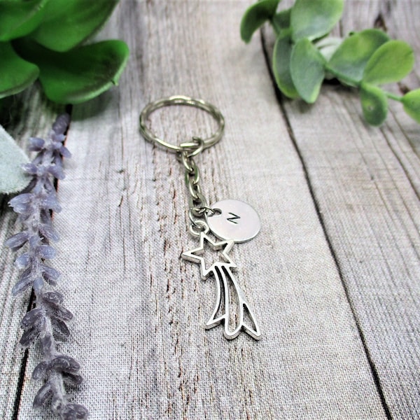 Shooting Star Keychain Personalized Gifts Handstamped Gifts For Her / Him