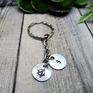 Anarchy Keychain Anarchist Gift Hand Stamped Inital Keychain