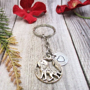 Howling Wolf Keychain Personalized Keychain Inital Keychain Animal Keychain Gifts For Her/ Him